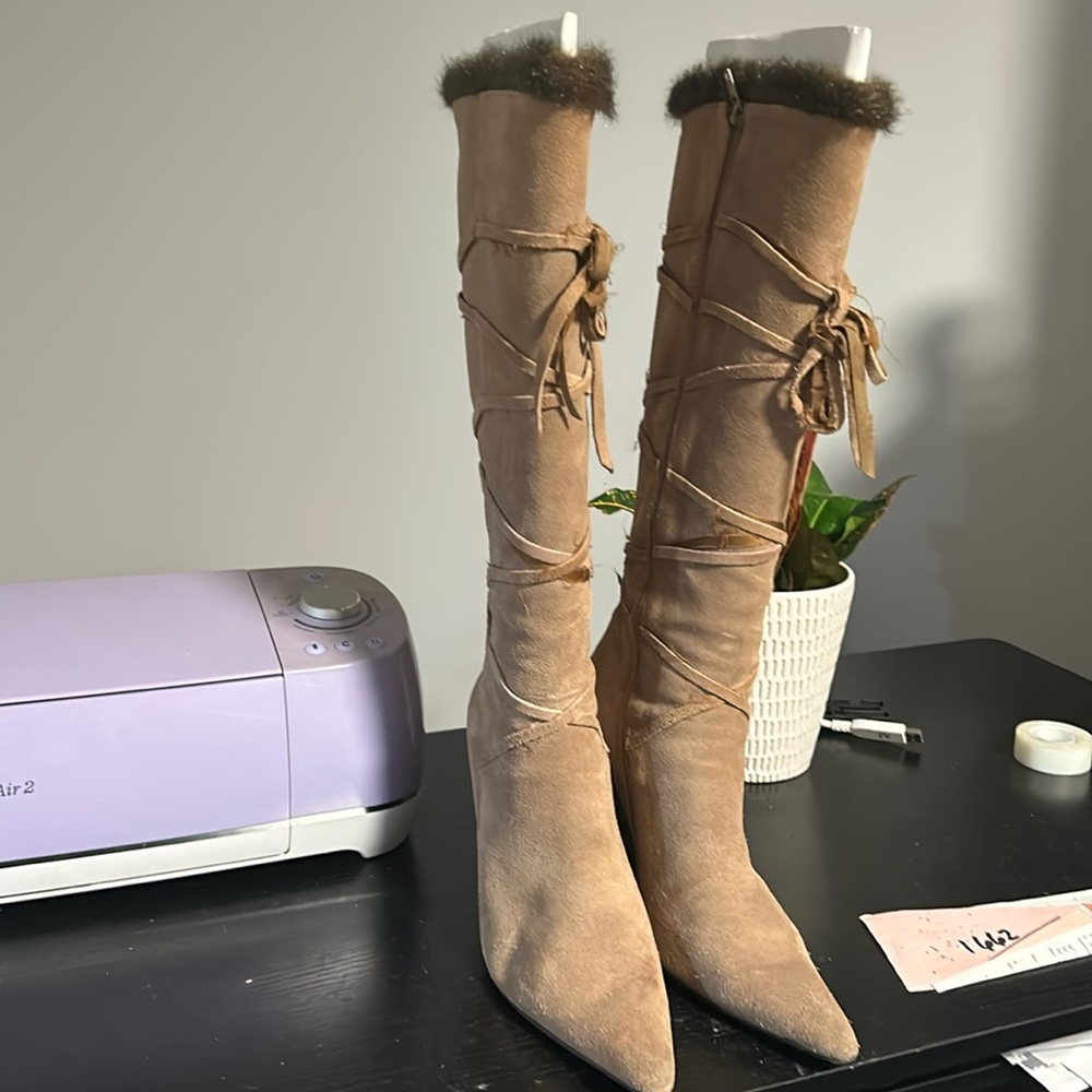 Steve Madden, tall , tan  suede like boots